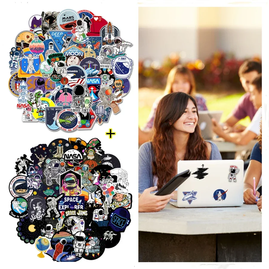 50-100PCS Galaxy Space Sticker Outer Space Explorer Spacecraft Universe Planet Stickers for Laptops Hydro Flask Water Skateboard