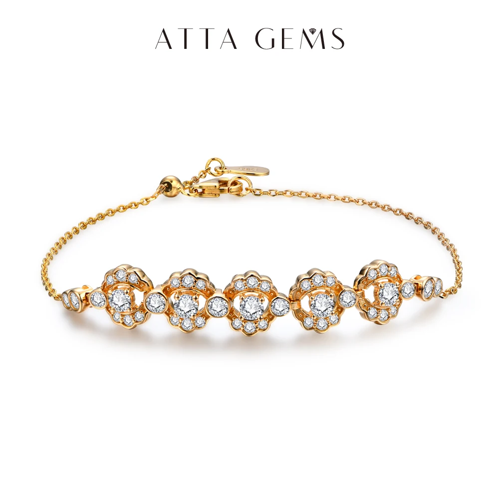 ATTAGEMS Real D Color Full Moissanite Bracelet for Women S925 Sterling Silver Au585 Solid Gold Engagement Fine Jewelry Wholesale