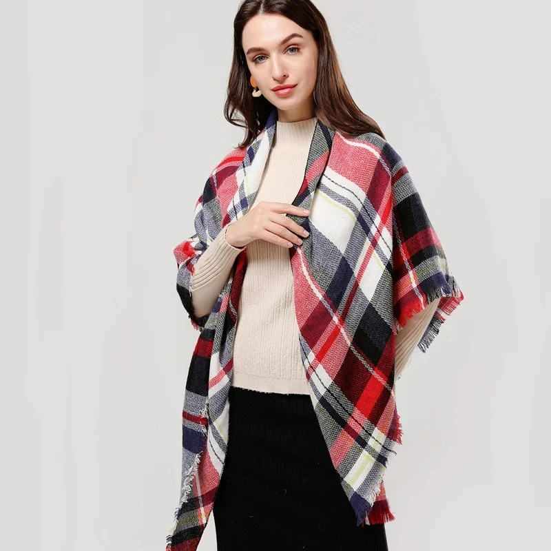 Classic Design Fashion Matching Essentials Shade Warm Scarf Imitation Cashmere Shawl Fashion Lattice Triangle Scarf