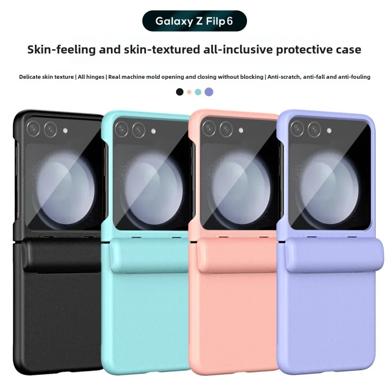 

Leather Phone Case for Samsung Galaxy Z Flip 6 5 4 3 Flip6 Flip5 Flip4 Flip3 5G Hard cases With hinged protective cover