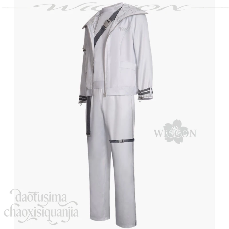 Project Sekai Accelerate Aoyagi Toya Cosplay Set White Punk Fashion Coat Pants Alternate Hair Color Christmas Party Outfit view 5