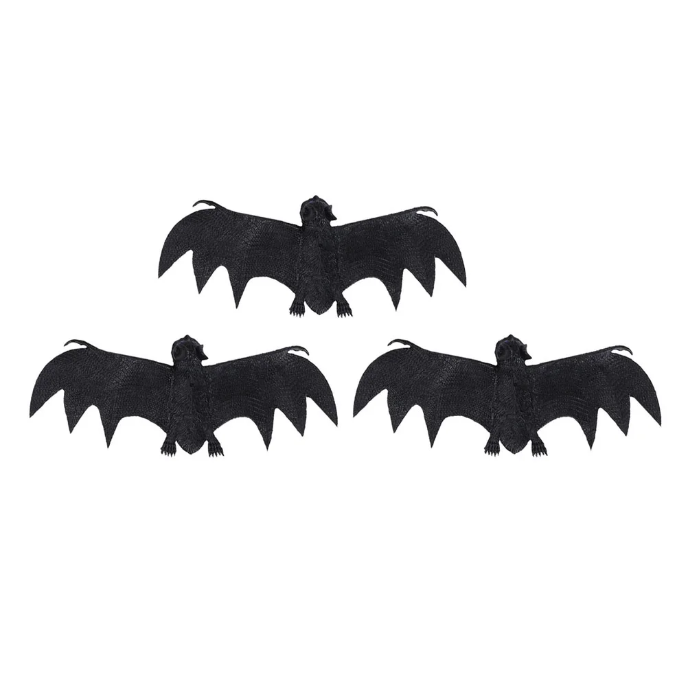 

3 Pcs Halloween Toys Pendants Party Supply Door Hangings Photo Scare Props Creative Bat Soft Rubber Scene Layout Decor Spooky