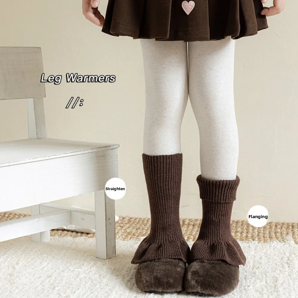 New Solid Color Leg Warmers Thickened Lolita Mid-Calf Sock Harajuku Knitted Boot Covers Kids