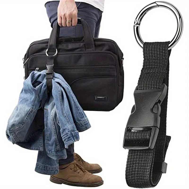 4 pcs/2 pcs/1 pcs, multi-function black luggage belt | durable anti-theft gripper, with handbag clip, polypropylene material, snap closure, ideal for travel and daily use, summer