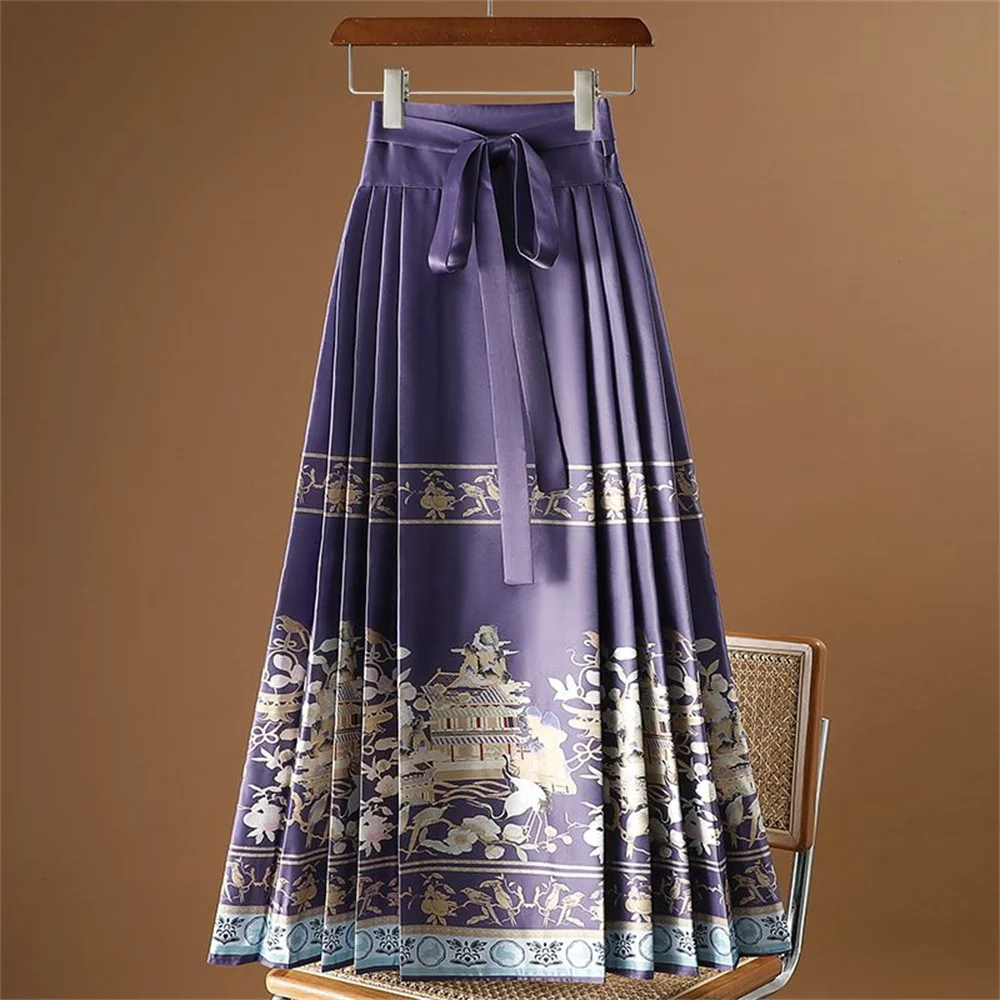 

Chinese Style National style Horse-face Skirt Female High Waist Slim Joker Improved Hanfu Antique Plus Size A-line Skirt XQ235