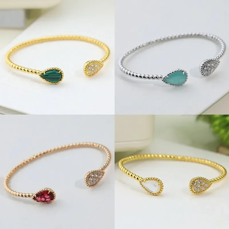 

SFE Classic S925 Sterling Silver Colored Gemstone Water Droplet Bracelet for Women's Simple Fashion Luxury Brand Premium Jewelry