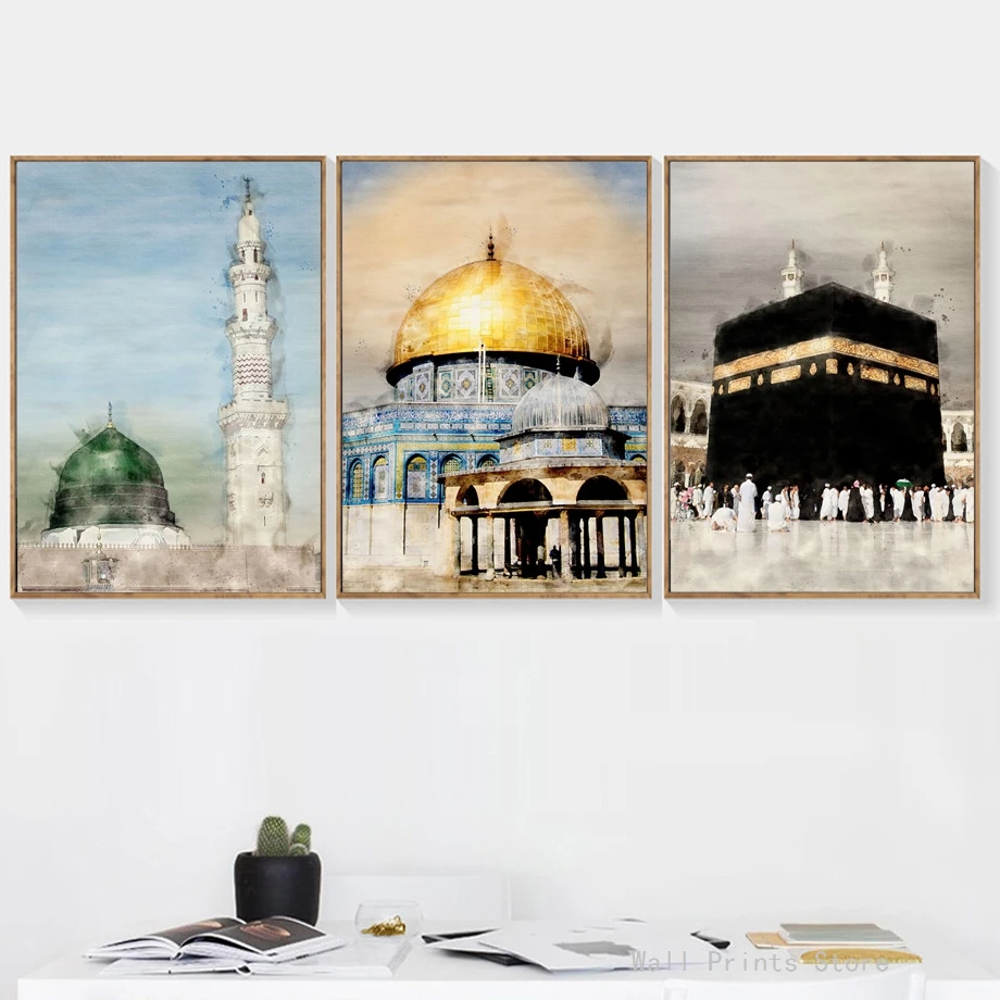 

Islamic Mosque Scripture Holy City Jerusalem Posters Pictures Canvas Wall Art Home Decor Paintings for Living Room Decoration