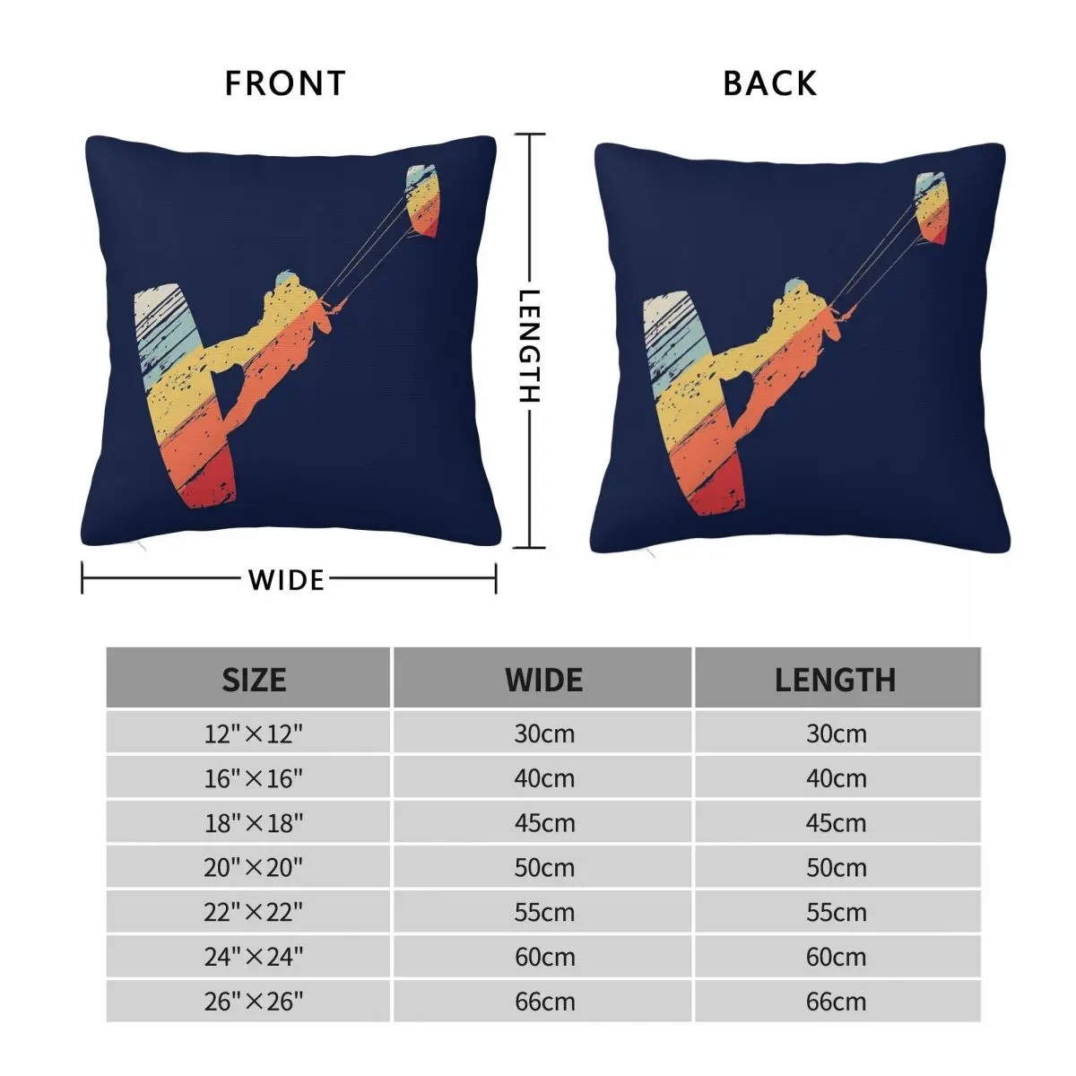 Kiteboarding Retro Vintage Square Pillowcase Polyester Linen Velvet Pattern Zip Decorative Throw Pillow Case Bed Cushion Cover