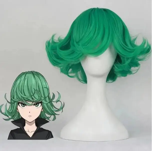 

Парик для косплея Senritsu no Tatsumaki из аниме One Punch Man, 30 см, короткие кудрявые волнистые термостойкие парики из синтетических волос