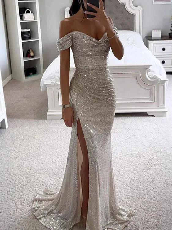 2025 Women's Independent Station Cross-border Evening Gown Sequin Luxury Fish