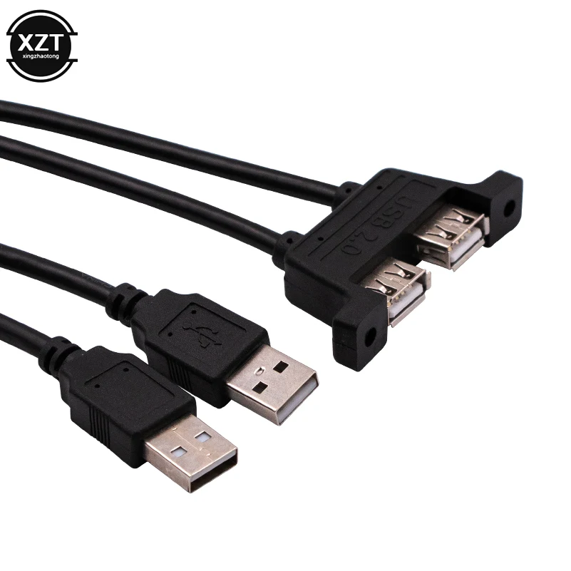Two-Port Conjoined USB2.0 Extension Cable With Screw Holes With Ears Can Fix Two-Port USB Baffle Cable 0.5 /0.3Meters