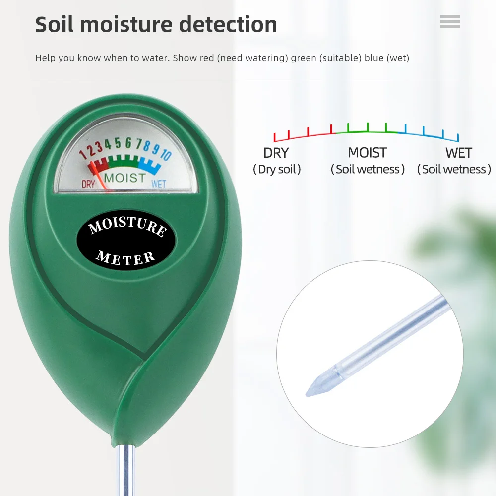 Misuratore di umidità del suolo Test per irrigazione delle piante Rilevatore di umidità del suolo Igrometro Test di fiori Strumento di misurazione