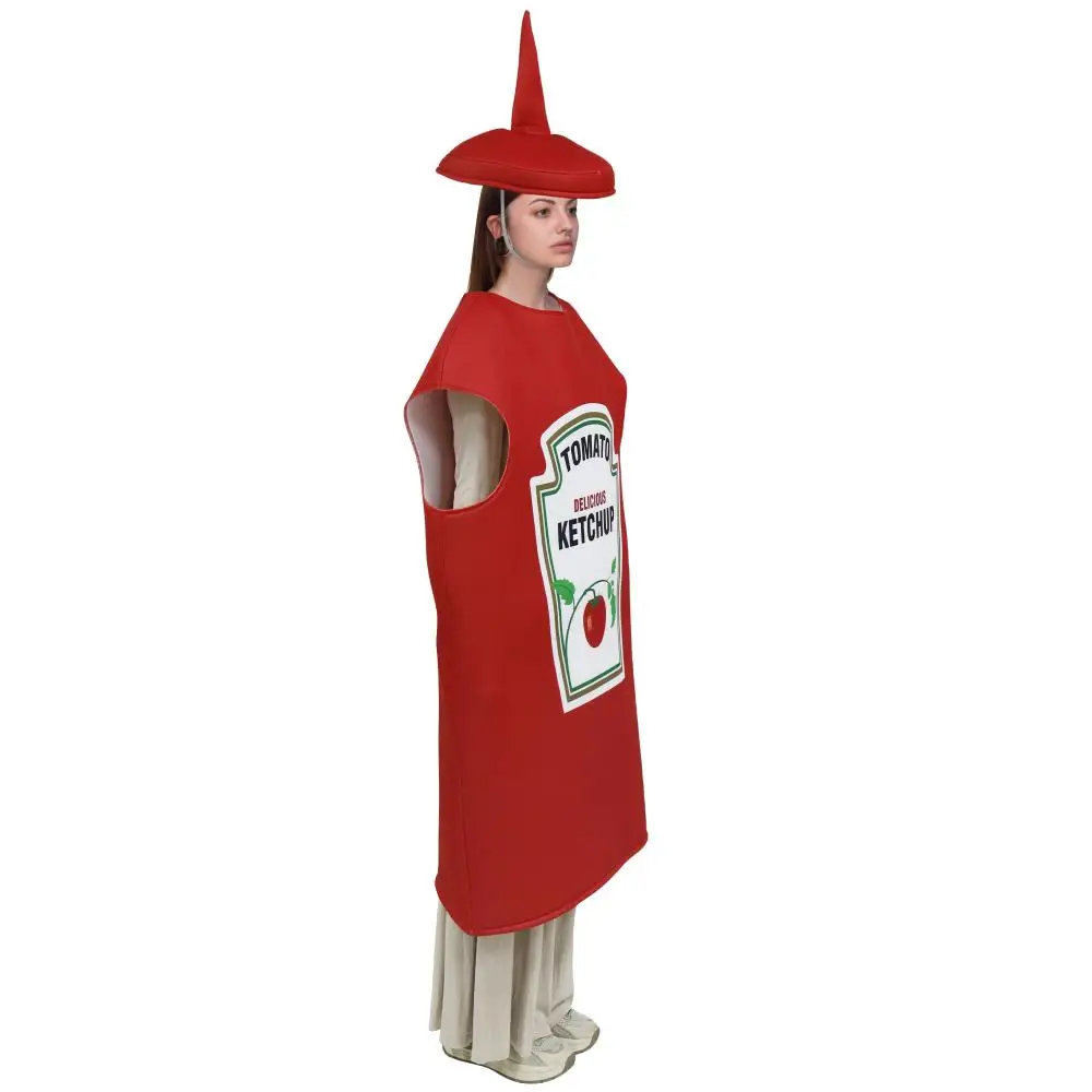 Halloween Lustige Ketchup-Salat-Sauce Cosplay-Kostüme für Erwachsene Unisex Essen-Party Bühnenshow Faschingskostüm Karneval Bar Maskottchen Verkleidung – Detail 4
