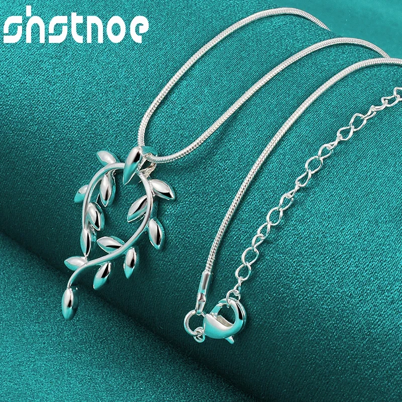 SHSTONE 925 Sterling Silver Branches Pendant Necklace 16-30 inches Chain Necklaces Women Wedding Birthday Party Fashion Jewelry