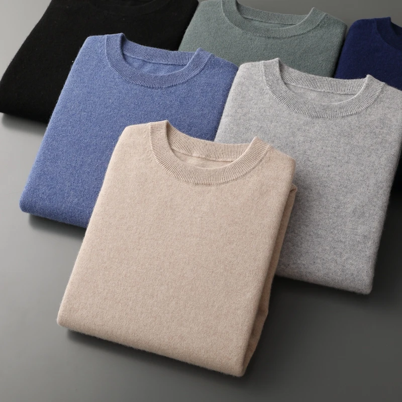 

100% Cashmere Sweater Men O-neck Basic Pullovers Spring Autumn Winter Soft Warm Comfy Bottom Cashmere Knitwear High Quality Tops