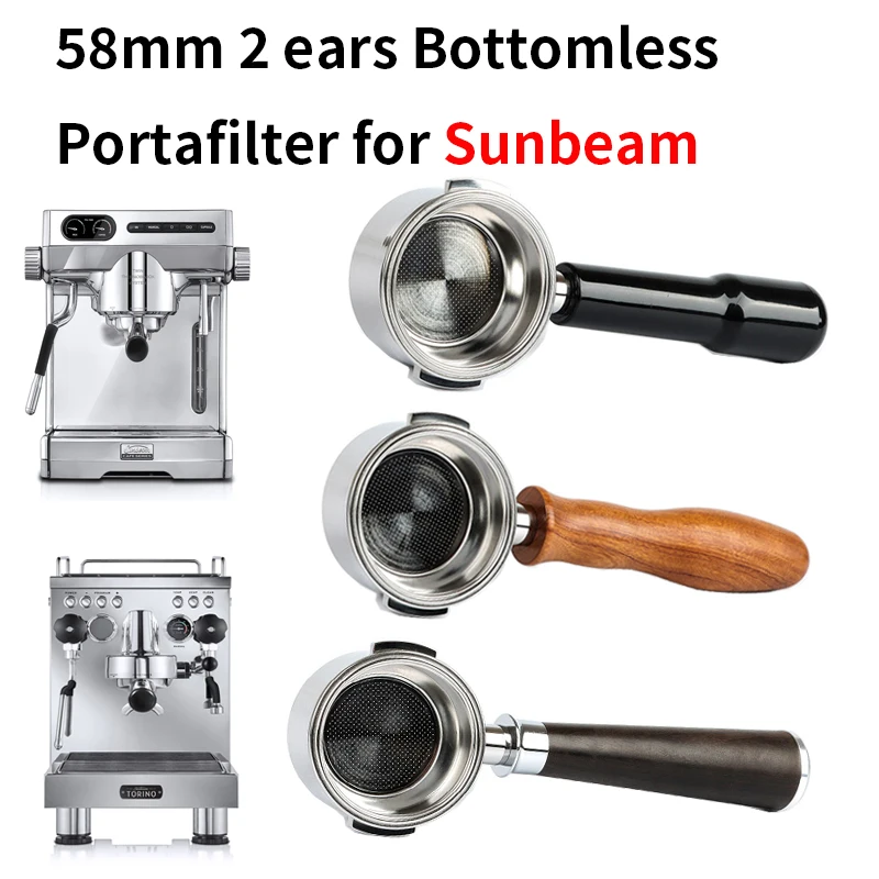 58mm 2 ears Coffee Bottomless Portafilter for Sunbeam EM7100 PU8000 Espresso Machine Replacement Filter Basket Barista Tools