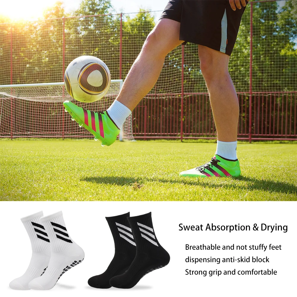 5PCS Set Grip Football Socks Non-Slip Running Socks High Elastic Bandage Leg Cover Drawstring Ball Bag Breathable Sports Towel