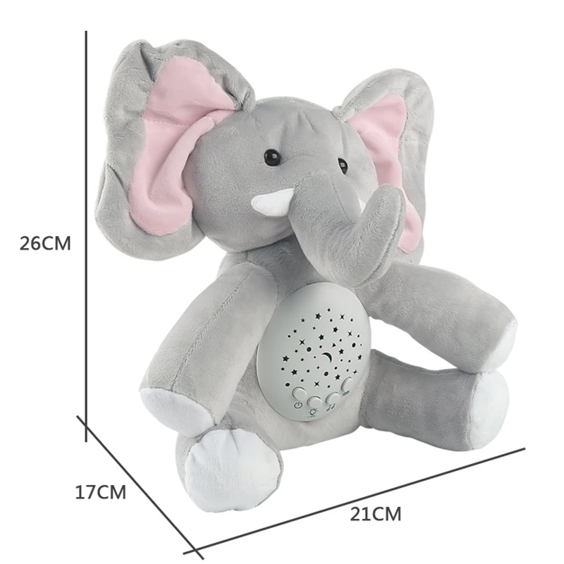 Juguetes de peluche de elefante para niños, muñecos de animales de peluche suaves, muñecos de dibujos animados para dormir, juguete de música ligera eléctrica divertida para niños, regalo de Festival