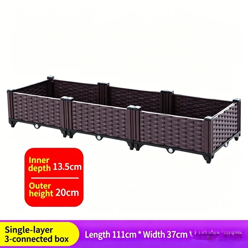 

3-Tier Single Layer Raised Garden Bed 111x37x21cm Planter Box for Vegetables Flowers Herbs - Outdoor Indoor Balcony Patio Plast