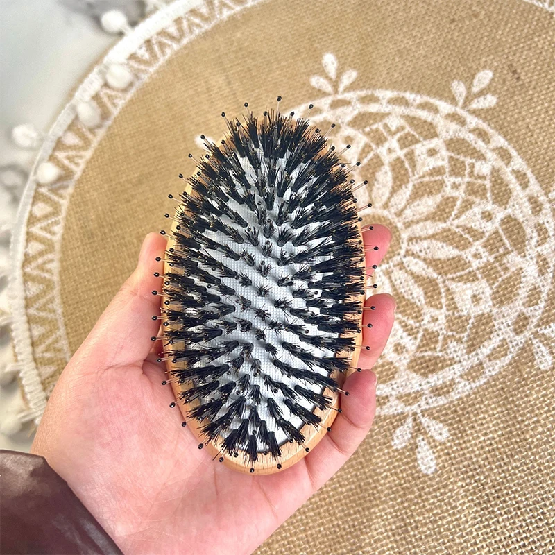 Elliptic Hair Brush Boar Bristle Massage Comb Anti-static Hair Scalp Woodiness Brush Styling Detangling Straighten Comb