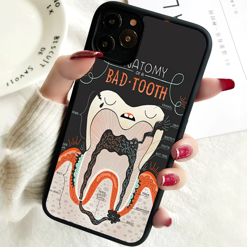 5 5S SE 2020 Phone Cover Case for iPhone 6 6S 7 8 PLUS X XS XR 11 12 13 MINI 14 PRO MAX Rubber Silicone Dental Definitions tooth