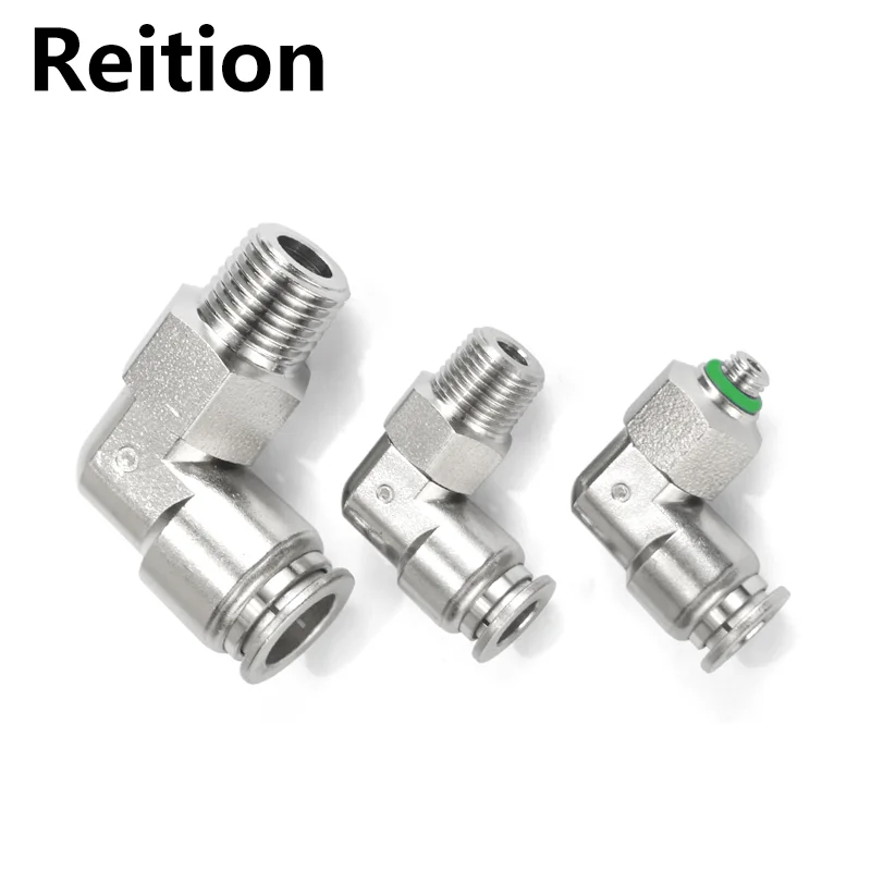 Reition 304 Stainless Steel Joint Pneumatic Pipe Joint PL Quick Connector BSPT External Thread Push In Air Hose Joint