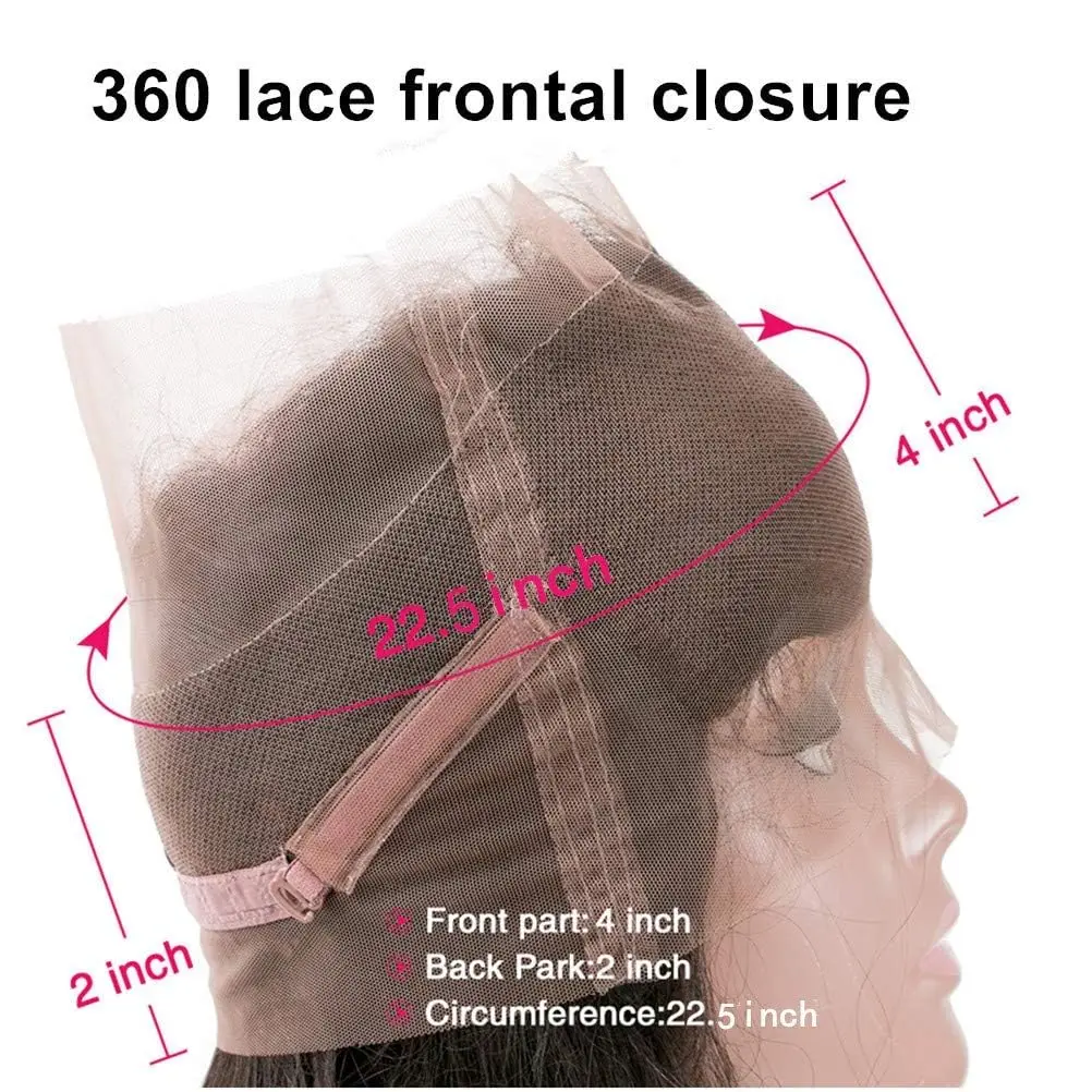 360 Lace Frontal Only Straight Human Hair Pre-Plucked Transparent Lace Closure Only Natural Color 360 Lace Closure for Women