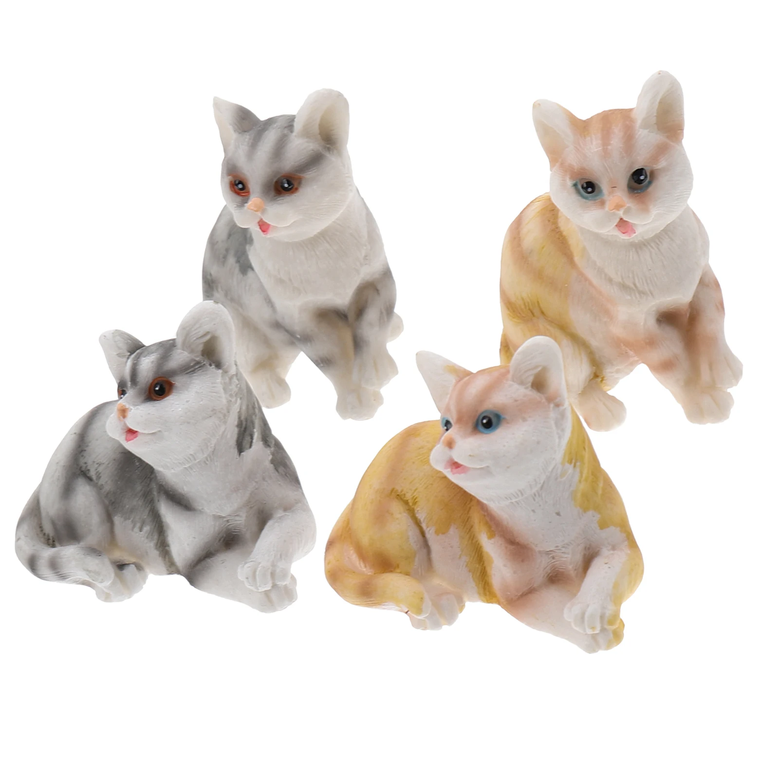 

4 Pcs Cat Decoration Resin Mini Model L Adornment Desktop Cartoon Simulation Creative Exquisite nament Gift