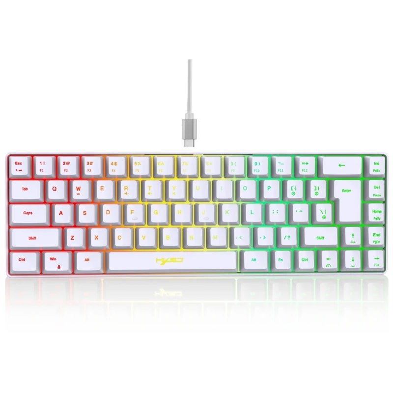 60% Compact 68 Key Keyboard Transparent  True RGB Backlight USB  Game Keyboard Ergonomic Keyboard for PC Drop Shipping