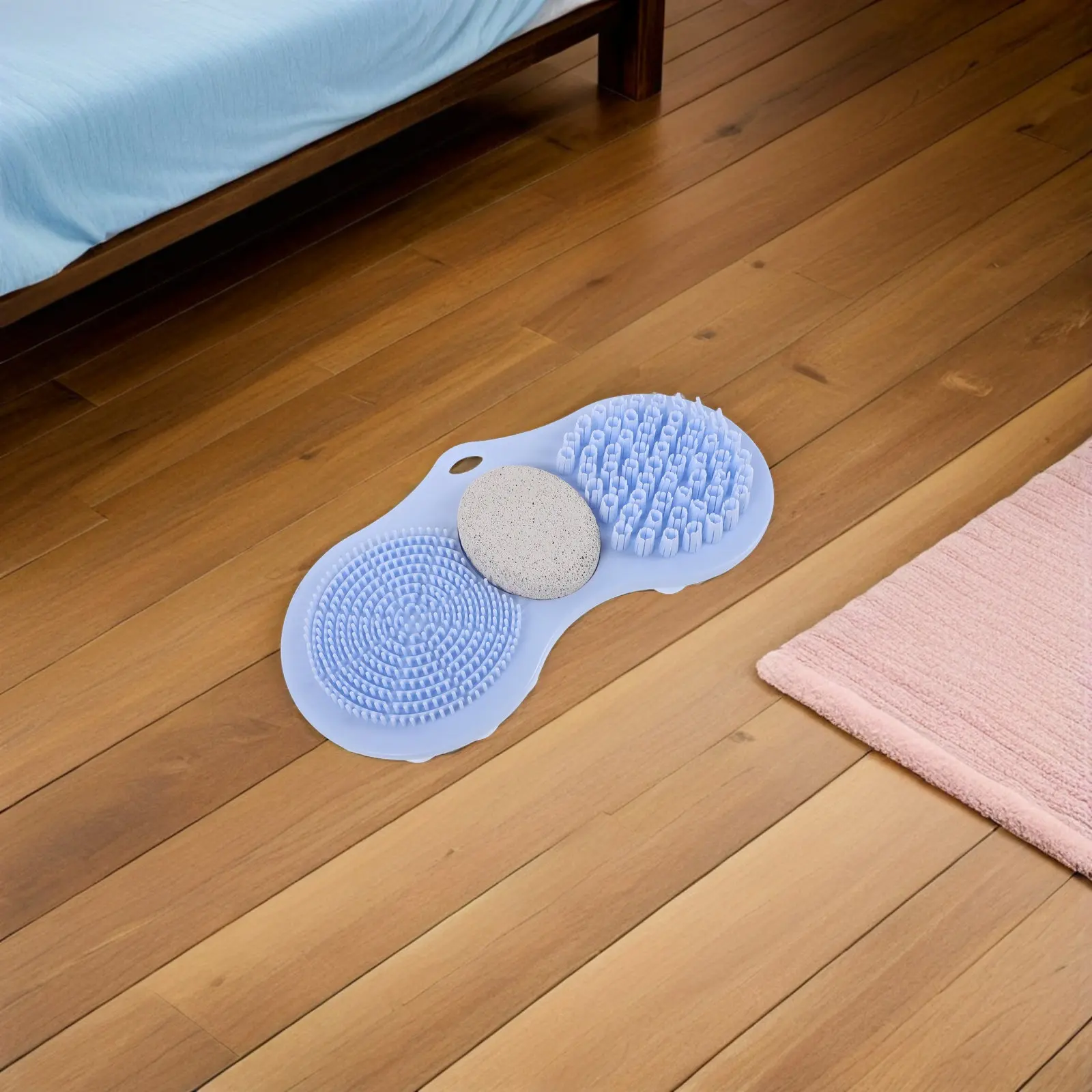 

Силиконовый коврик-массажер для ног с синими нескользящими присосками, стабильный, для душа, для деликатного отшелушивания, для ванной комнаты