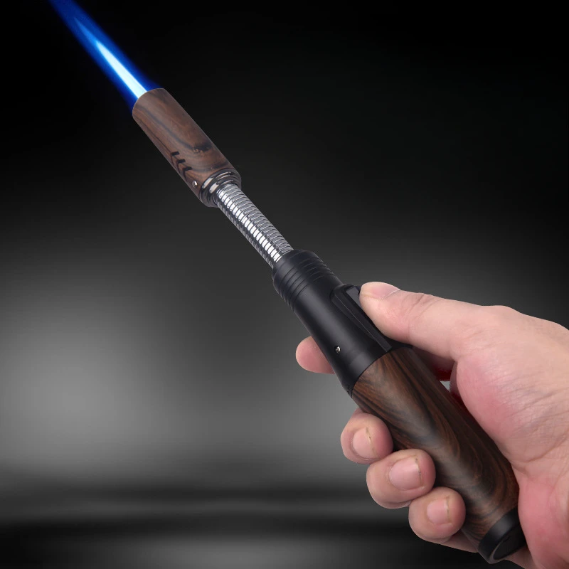 HONEST Metal 360° Hose Windproof Strong Jet Blue Flame Butane Gas Torch Lighter Outdoor BBQ Kitchen Cigar Lighters Smoking Tool