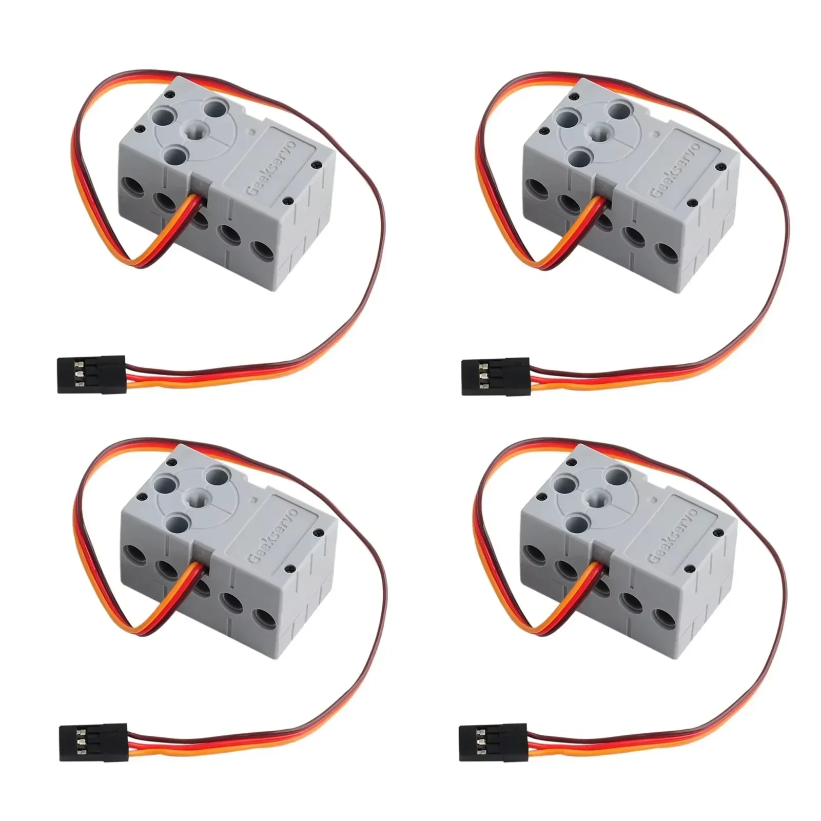 4Pcs Geekservo Programmable 360 Degree 2KG Grey Servo and 4Pcs Red Motor , Dual Output Shaft Servo Compatible with Legoeds