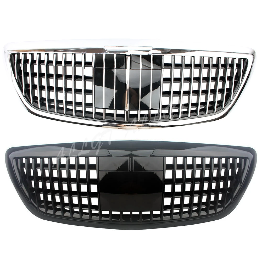 Front Racing Facelift Radiator Kidney Grilles For Mercedes-Benz W222 S550 S500 S450 S350 2014-2020 With Camera Flip ACC Black