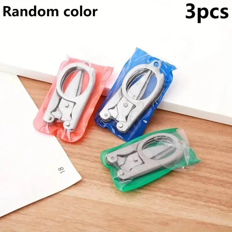 3pcs random color Folding Scissors Pocket Travel Small Crafts Mini Foldable Travel Embroidery Scissor Thread Tailor Scissors