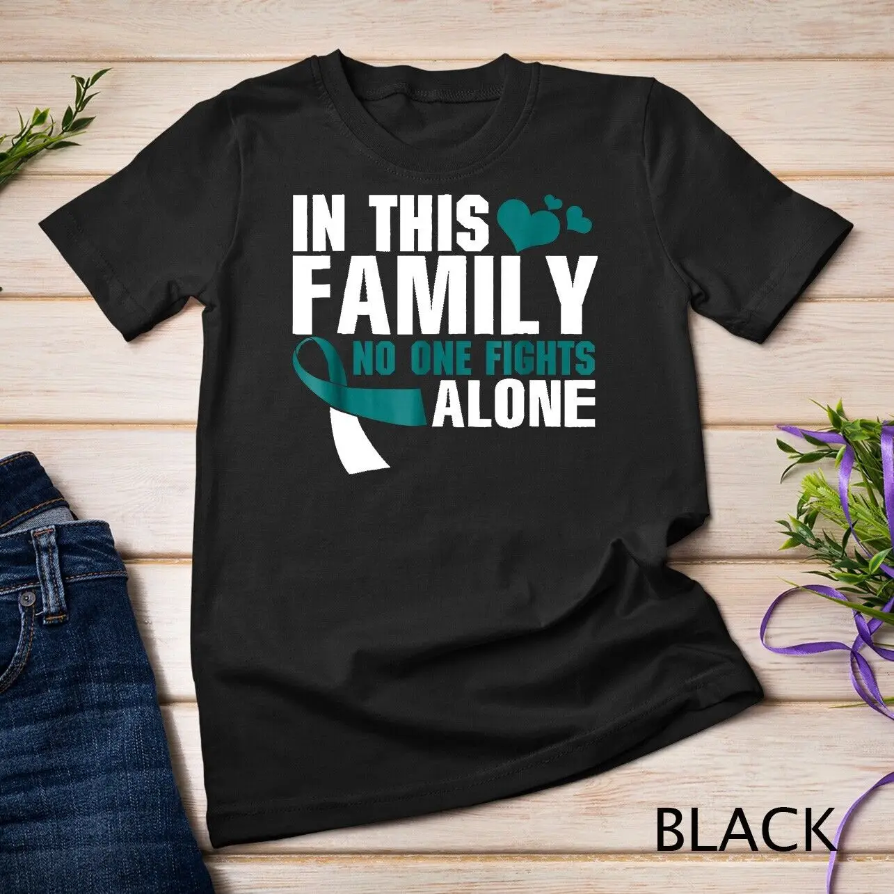 In this family no one fights alone Cervical Cancer Unisex T-shirt