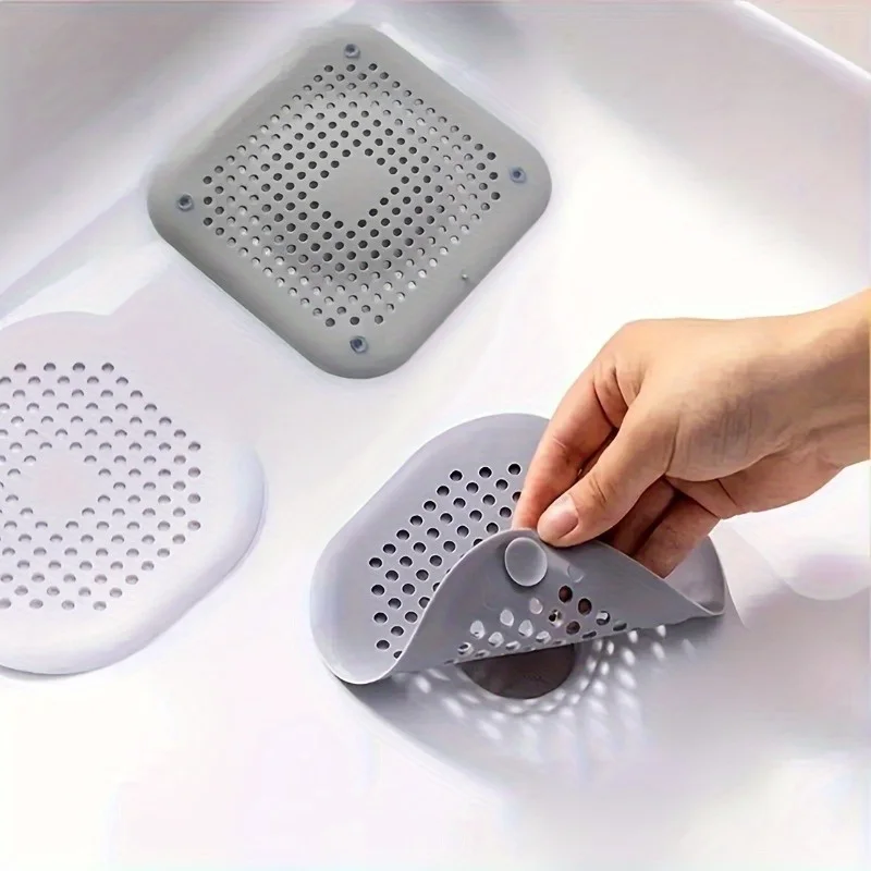 2 Pack Silicone Hair Catcher Drain Stopper Anti-Clog Odor-Proof Shower Bathroom Kitchen Sink Filter Non-Electric Drain Protec...