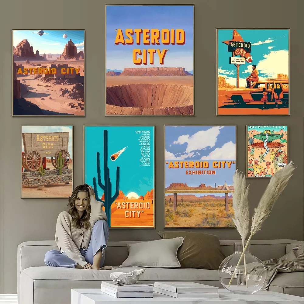 

Movie A-Asteroid City Classic Vintage Posters Decoracion Painting Wall Art White Kraft Paper Kawaii Room Decor
