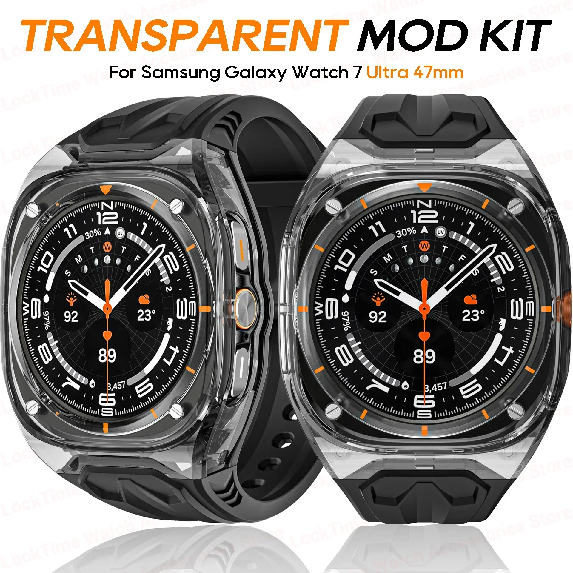 Transparent Modification Kit for Samsung Galaxy Watch 7 Ultra 47mm Strap Case for Galaxy Watch7 Ultra Refit Replace Accessories