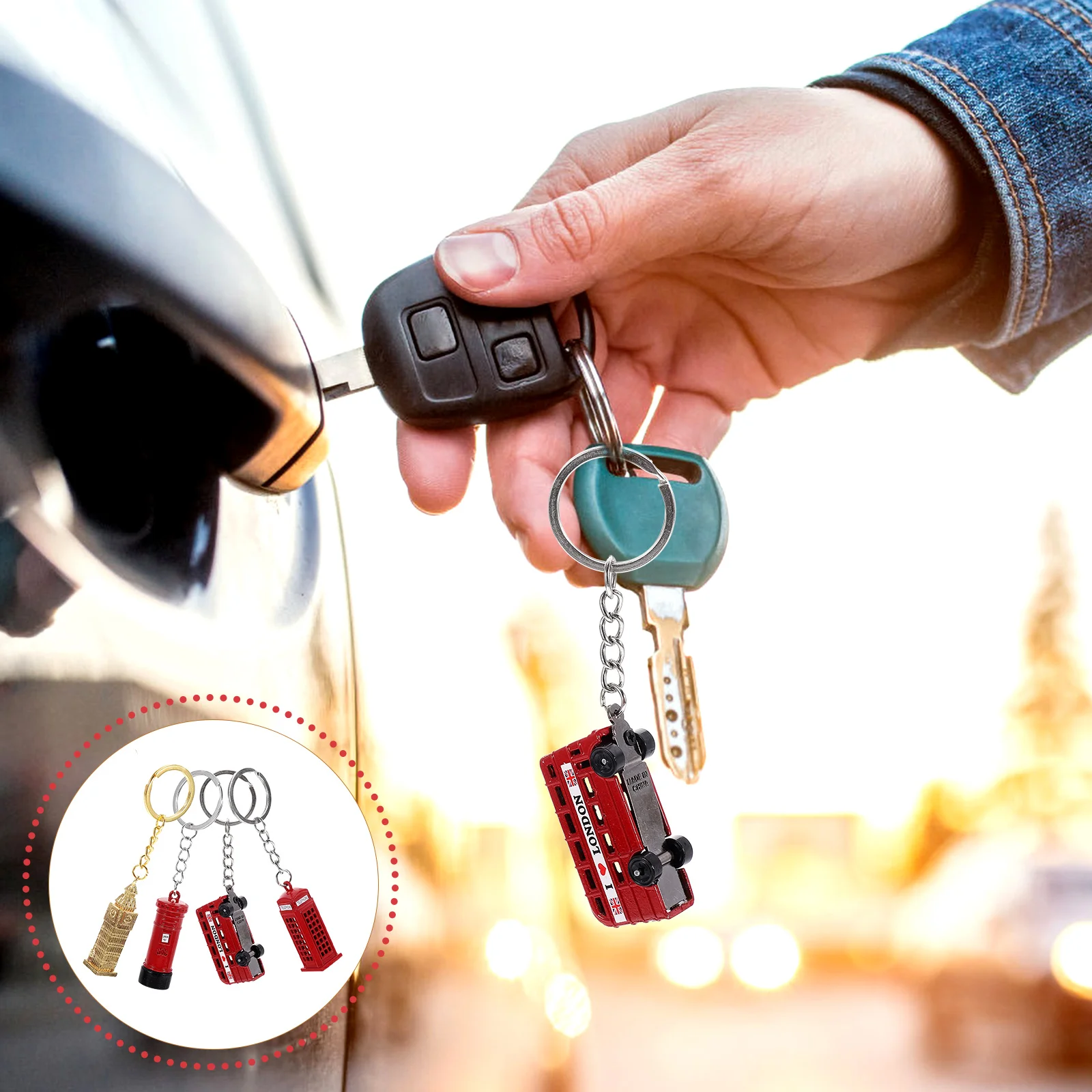 

4 Pcs Shopping Cart Key Chain Bag Charms for Women Vintage Style Keychain Gadgets Plush Keychains