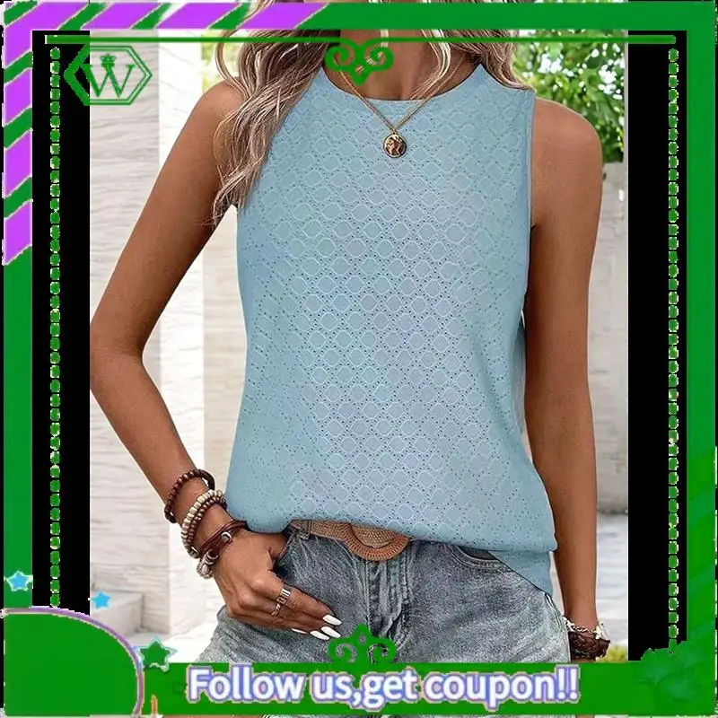 

A18P-Tank Tops For Women Sleeveless Eyelet Shirts