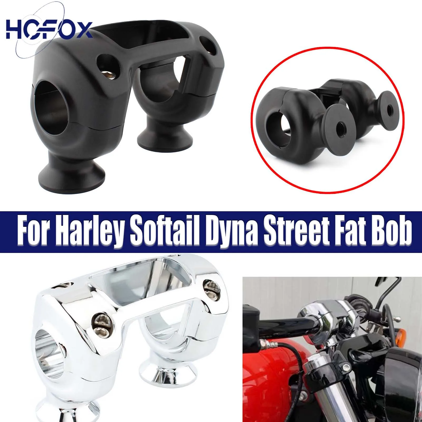 For Harley Softail Dyna Street Fat Bob Handlebar Mount Risers Clamp
