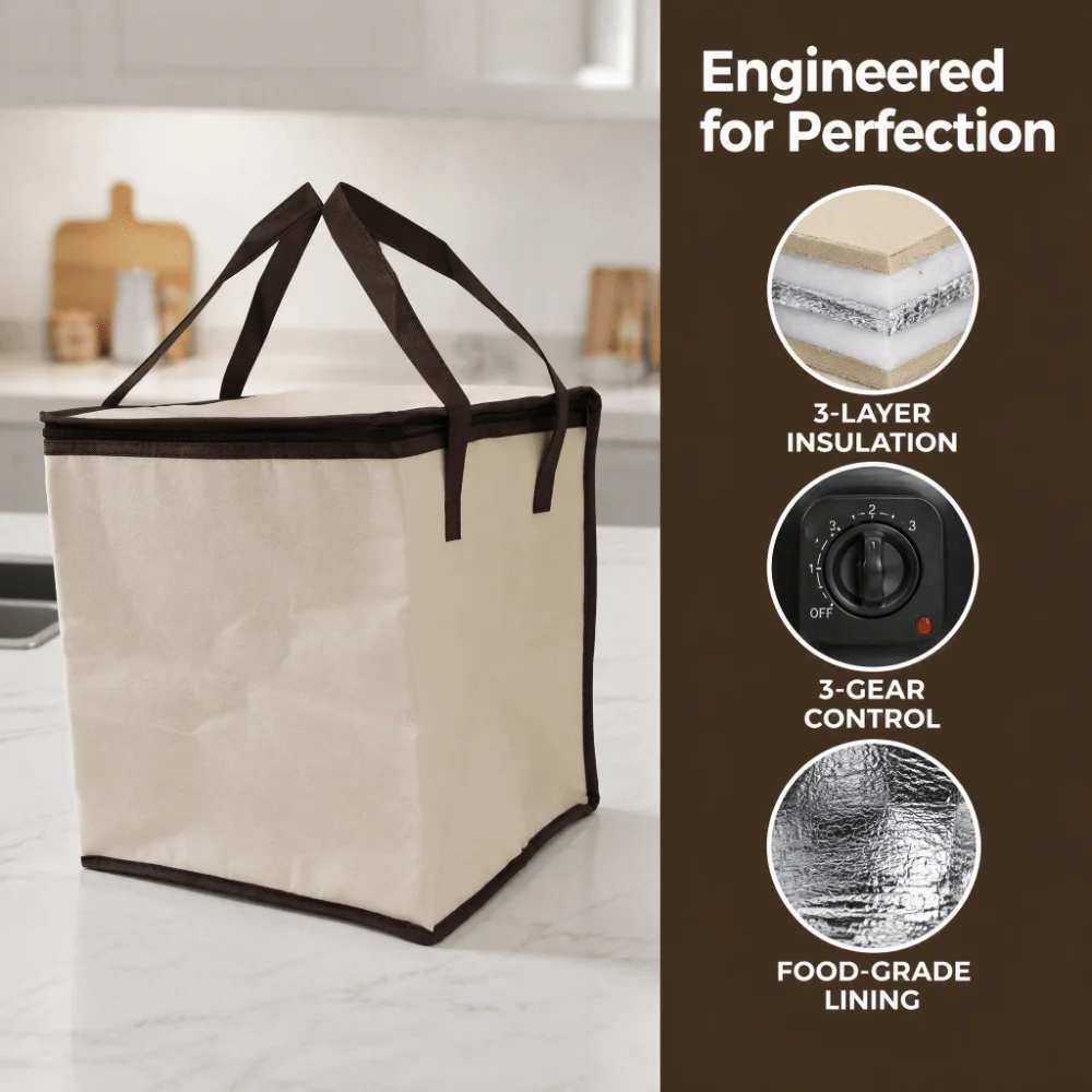 3 Gear Temperature Control Dough Proofer Foldable 30L Capacity Dough Warming Box Portable Constant Temperature Fermentation Box