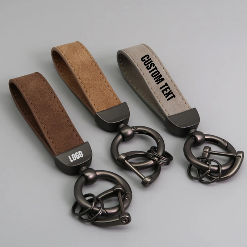 

Custom LOGO Keychain Blank Leather Laser Engrave Car Keyring Holder Vintage for Men and Women Ring Personalized Key Chains Suede