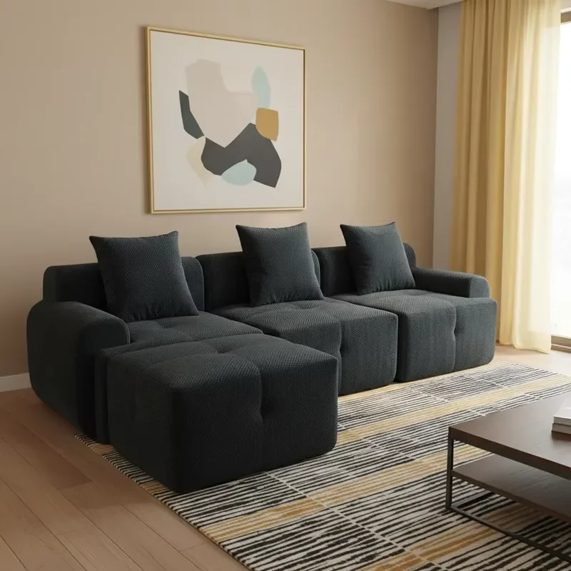Modern Cloud Modular Sectional Sofa Large Living Room Couch with Memory Foam Pet-Friendly Corduroy Compressed Design