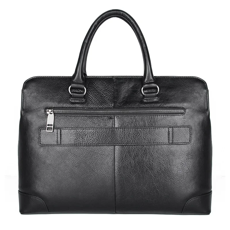 Nesitu Highend Black Genuine Leather A4 14'' Laptop Office Men Briefcase Male Business Shoulder Messenger Bags Portfolio M7406