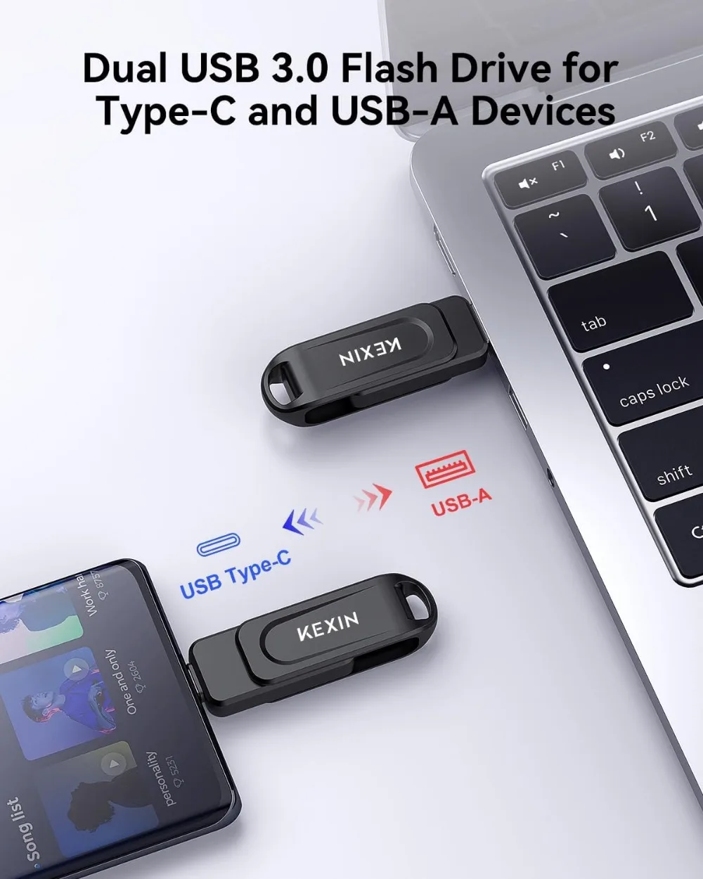 128GB USB C Flash Drive Dual Thumb Drive 100MB/s Swivel USB-A & Type-C USB 3.0 Memory Stick for Smartphone Tablet iPhone 15/16/17 Car Game Console