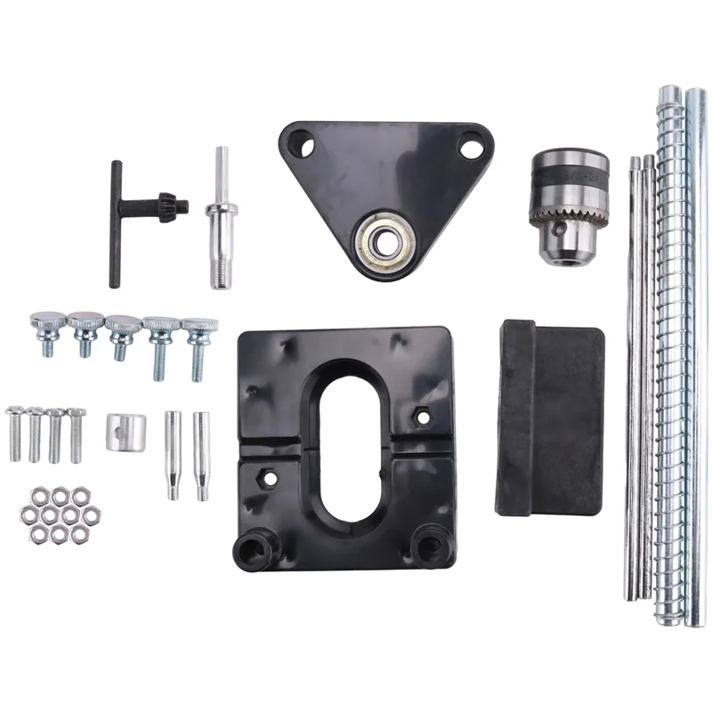 AEE6-Guia per trapano per la lavorazione del legno, guida per trapano per la lavorazione del legno Modello di perforazione regolabile in plastica Localizzatore di punzoni per fai da te (Nero)