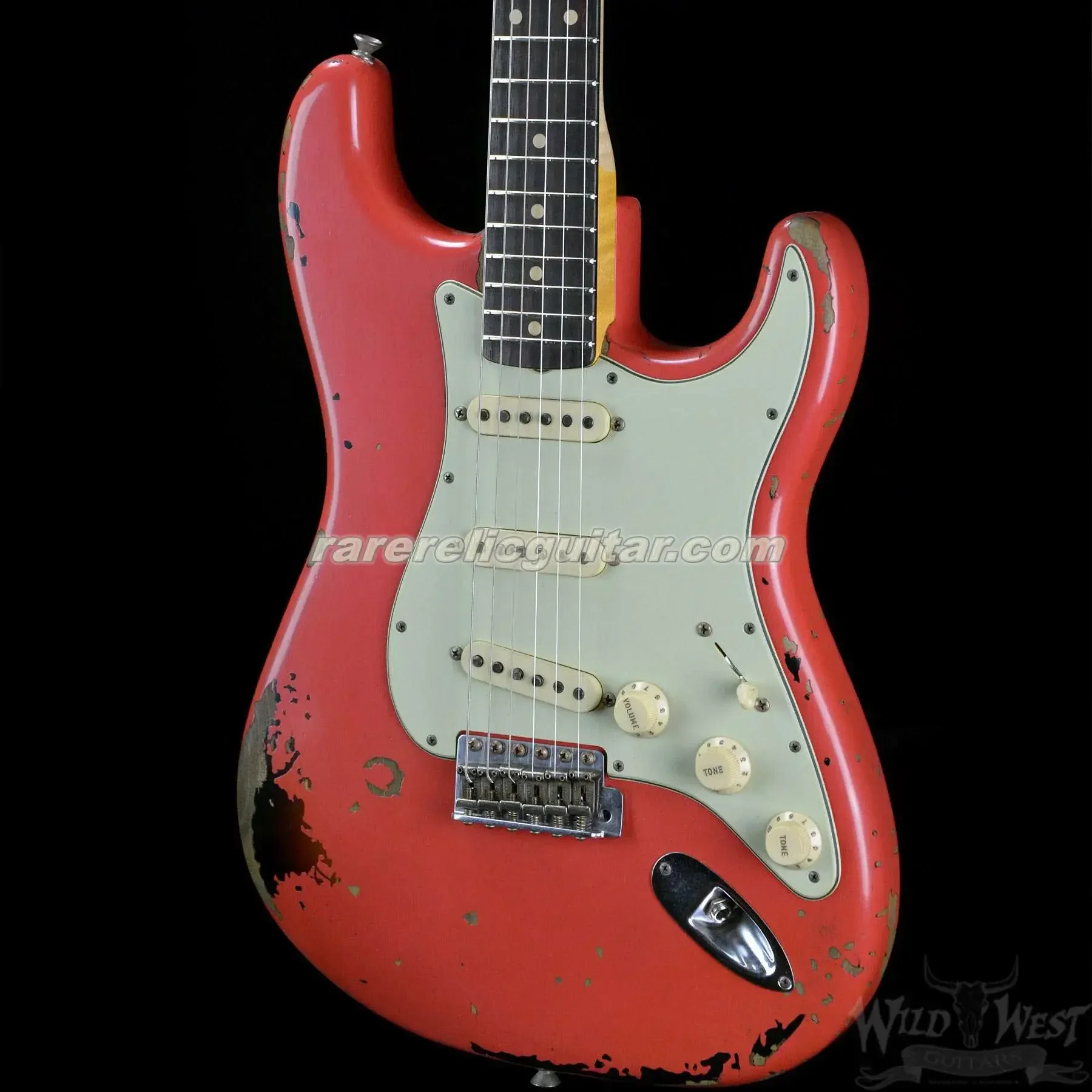 Custom Shop Michael 1963 Heavy Relic Fiesta Red Over Sunburst Electric Guitar Alder Body Maple Neck Rosewood Fingerboard