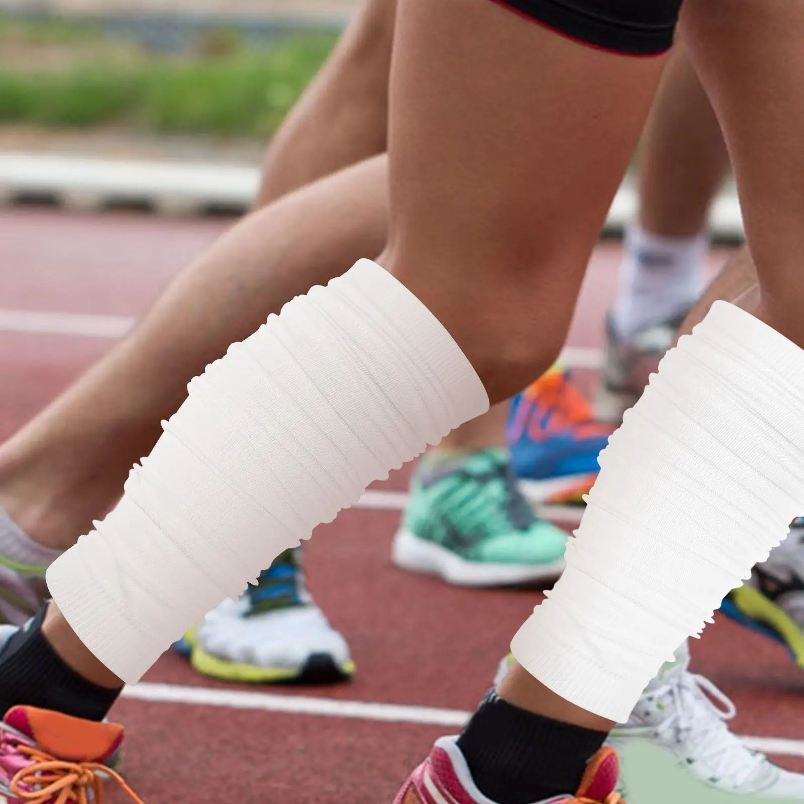 2Pcs Football Leg Sleeves Men's Calf Compression Sleeves Breathable Thermal Sweat-Wicking Skin-Friendly Leg Warmers Running