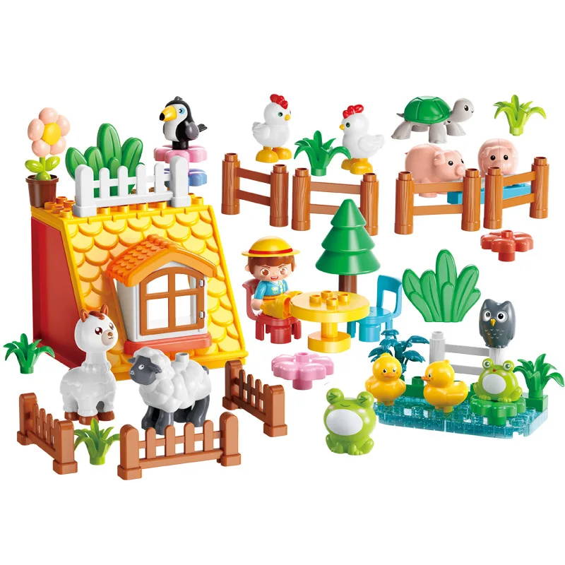 ‌Farm Animal Building Blocks Set Expandable Large Particles Accessories for Kids ‌Educational Toy Works with Other Brands